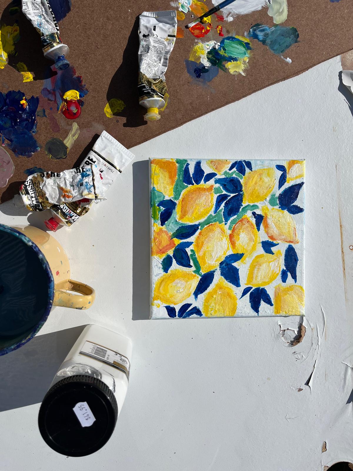 Lemon still life painting