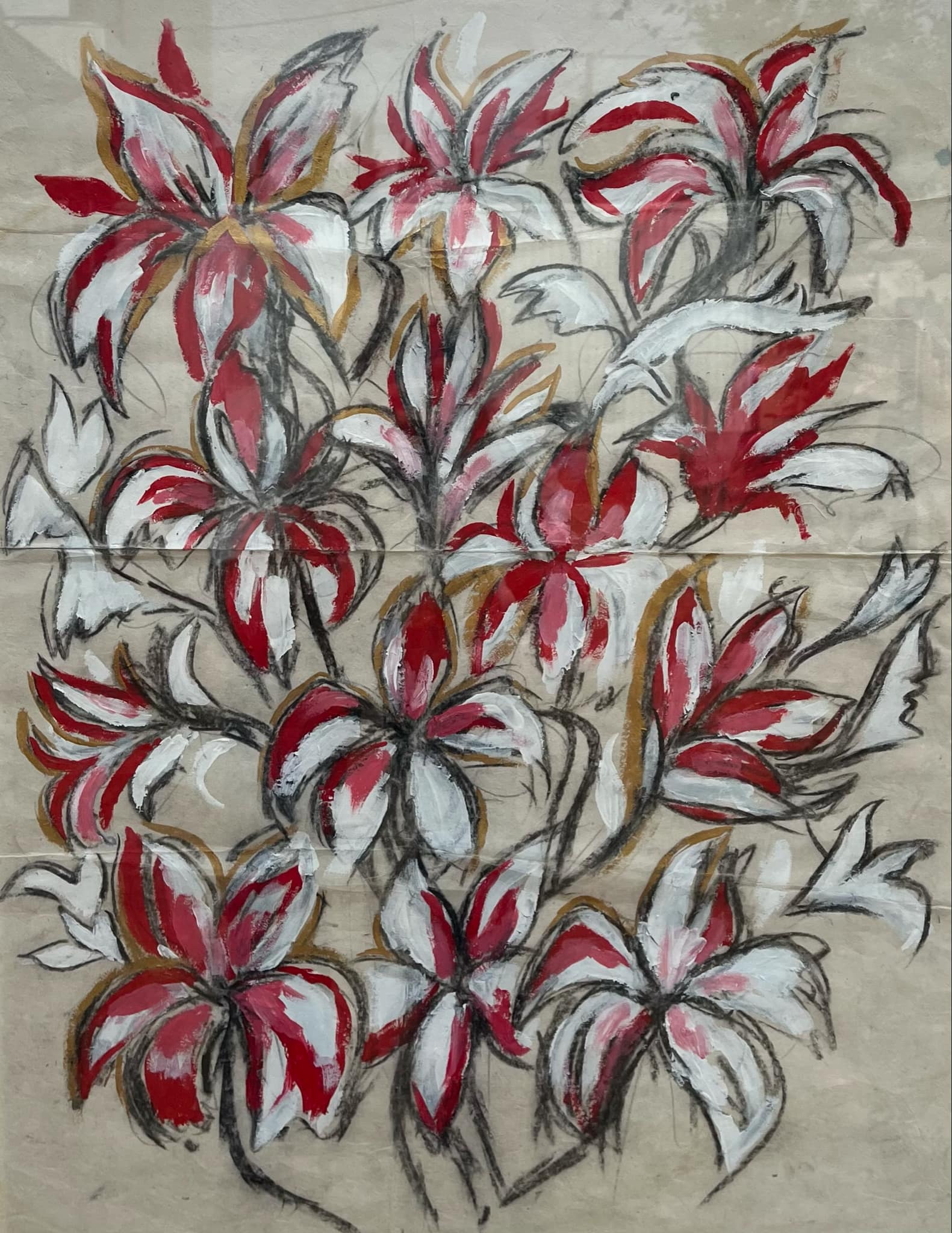 Red flowers painting